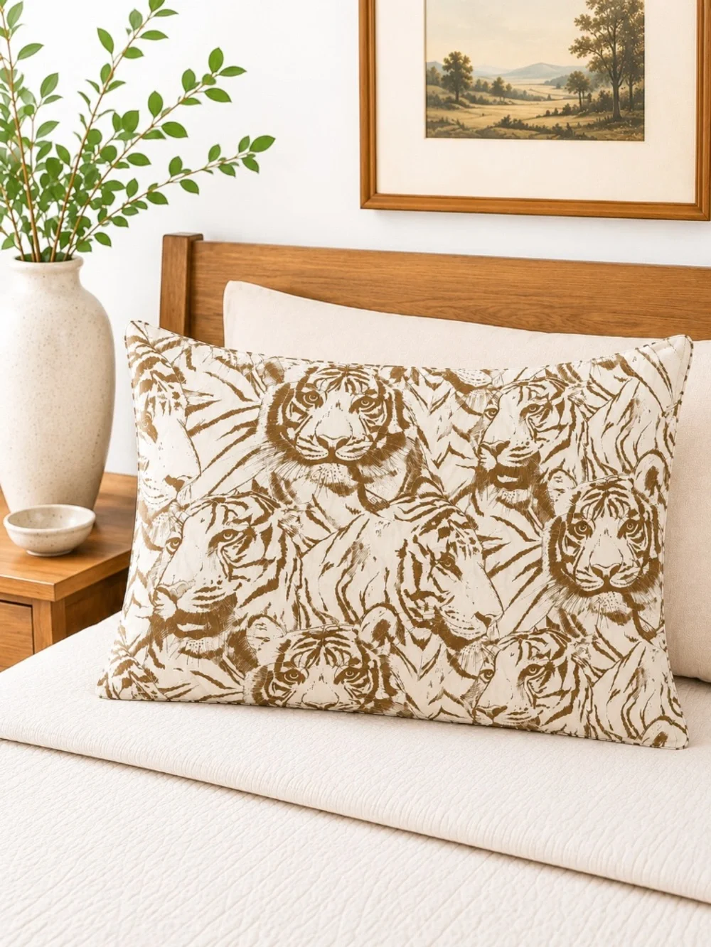 Set of 2 Vintage PERMA PREST Tiger Print Standard Pillowcase Cotton Blend